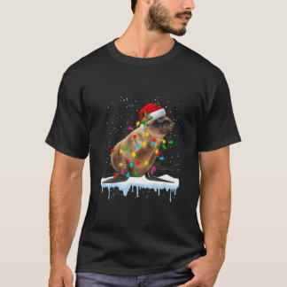 Zee Leeuw wacht op Kerstman met kerstverlichting M T-shirt