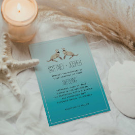 Zee Leeuwen Blauw Modern Huwelijksuitnodiging Kaart