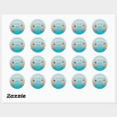 Zee Leeuwen Blauwgroen Blauw Modern Wedding Classi Ronde Sticker (Vel)