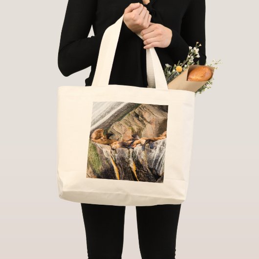 Zee leeuwen die op de grote Canvas tas van de rots (Voorkant (product))