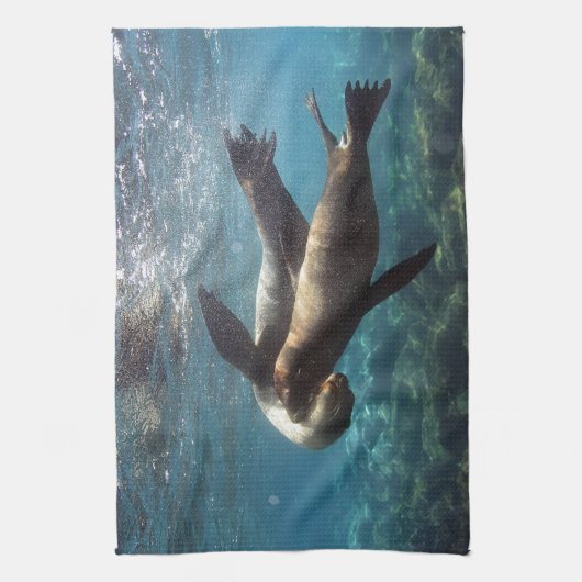 Zee leeuwen Galapagos Theedoek (Verticaal)
