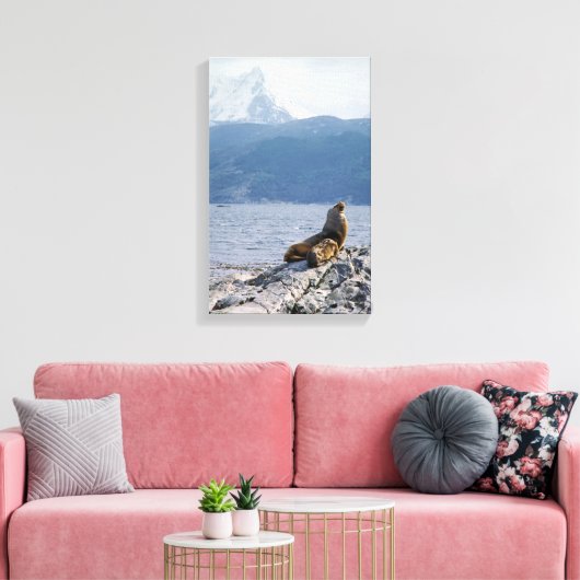 Zee leeuwen in het beagle kanaal - Argentinië Canvas Afdruk (Insitu (Woonkamer))