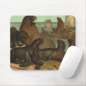 Zee leeuwen op strand, zeedier Muismat (Met muis)