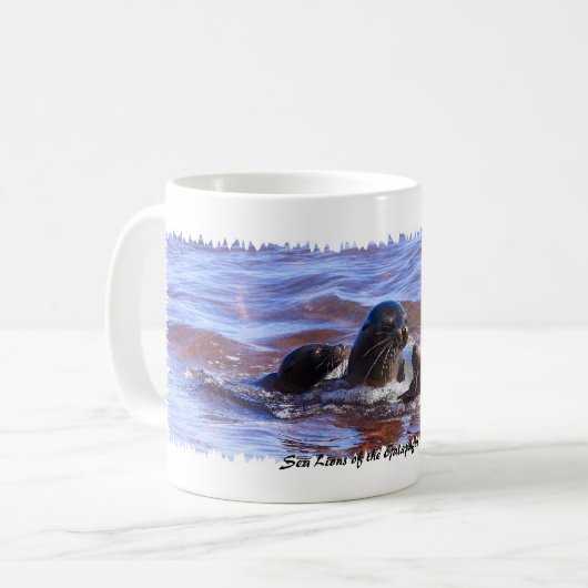 Zee leeuwen van Galapagosa Koffiemok (Voorkant links)