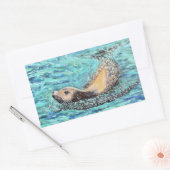 Zee leeuwenschilderen rechthoekige sticker (Envelop)