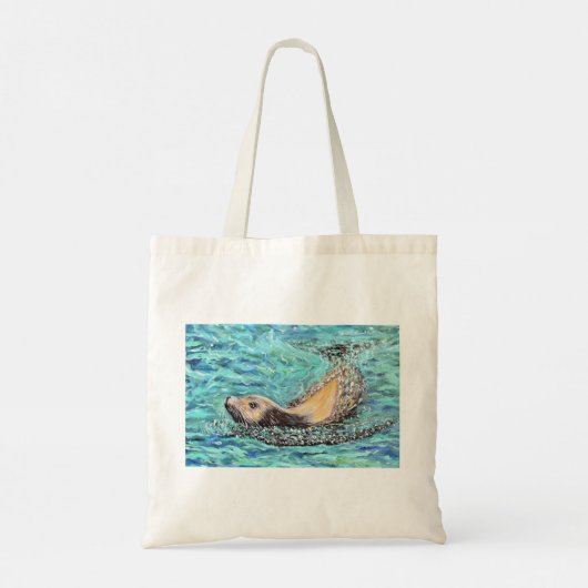 Zee leeuwenschilderen tote bag (Achterkant)