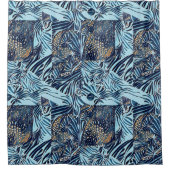 Zee leven en botanische abstracte patroonontwerp douchegordijn (Voorkant)