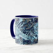 Zee leven en botanische abstracte patroonontwerp mok (Voorkant links)