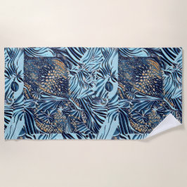 Zee leven en botanische abstracte patroonontwerp strandlaken