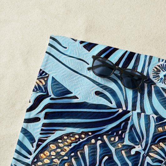 Zee leven en botanische abstracte patroonontwerp strandlaken (In situ)