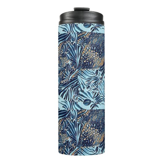 Zee leven en botanische abstracte patroonontwerp thermosbeker (Voorkant)