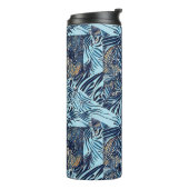 Zee leven en botanische abstracte patroonontwerp thermosbeker (Gedraaid links)