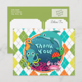 Zee Leven op Kleurrijke Argyle; Baby shower Briefkaart (Voorkant / Achterkant)