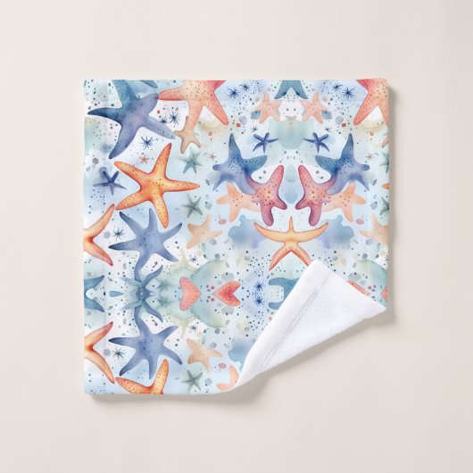 Zee leven waterverf zee sterren bad handdoek (Wasdoekje)