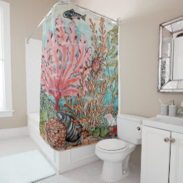 Zee - Levensmiddelroze koraalviskrabben  Douchegordijn