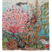 Zee - Levensmiddelroze koraalviskrabben  Douchegordijn (Voorkant)