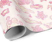 Zee levensverloop roze roze patronen ompakken papi cadeaupapier (Rol Hoek)