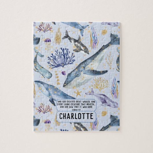 Zee Levenswalvissen Christelijke Bijbel Verse Naam Legpuzzel (Verticaal)
