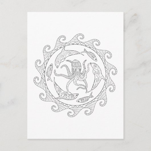 Zee Life Adult Kleuren Briefkaart (Voorkant)