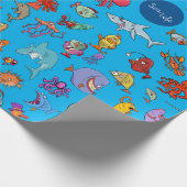 Zee Life Animals kleurrijke oceaan personages Cadeaupapier (Hoek)