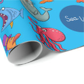 Zee Life Animals kleurrijke oceaan personages Cadeaupapier (Rol Hoek)