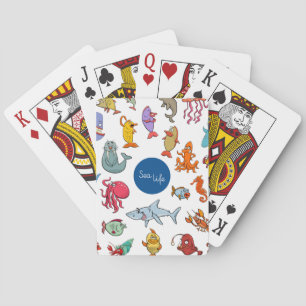 Zee Life Animals kleurrijke oceaan personages Pokerkaarten
