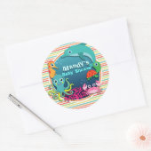 Zee Life Baby shower, felle regenboogstrepen Ronde Sticker (Envelop)