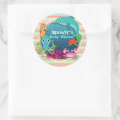Zee Life Baby shower, felle regenboogstrepen Ronde Sticker (Tas)