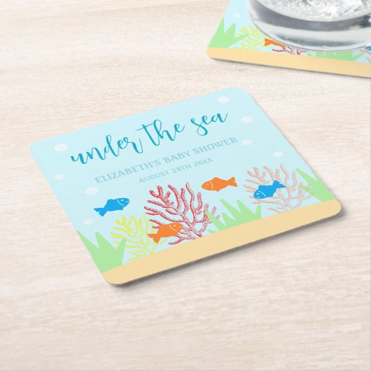 Zee Life Baby shower Kartonnen Onderzetters (Schuin)