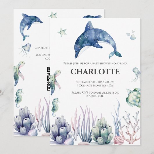 Zee Life Baby shower Uitnodiging (Voorkant / Achterkant)