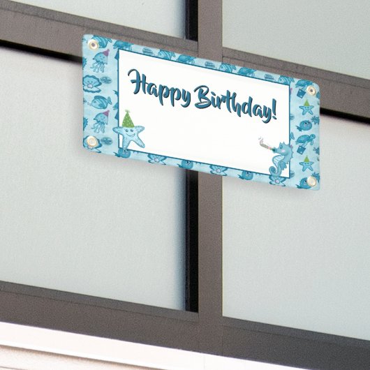Zee Life Birthday Banner met ruimte om aan te pass (Buitenkant Gebouw)