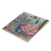 Zee Life Blue Lobster Pink Coral Beach Mural PC#4 Tegeltje (Zijkant)