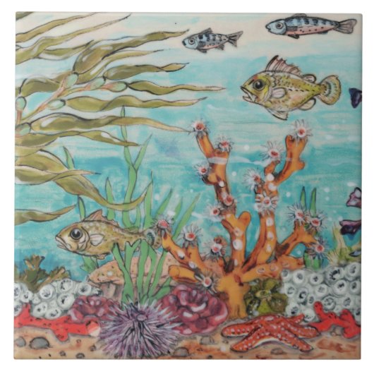 Zee Life Coral Starfish Urchin Ocean Mural PC.#3 Tegeltje (Voorkant)