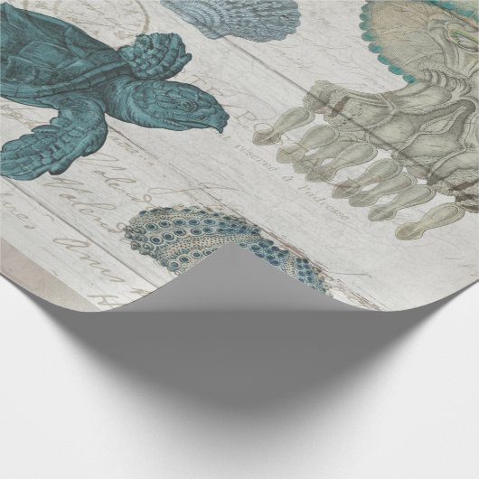 Zee Life Coral Turtle Starfish Decoupage Cadeaupapier (Hoek)