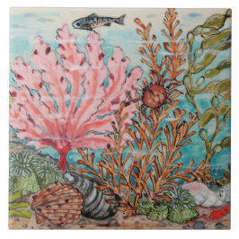 Zee Life Crab Coral Fish Marine Beach Mural Pc#2 Tegeltje
