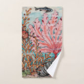 Zee Life Crab Octopus Shells Coral Ocean Beach Bad Handdoek (Handdoek)