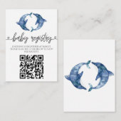 Zee Life Dolphin Twins baby shower Informatiekaartje (Voorkant / Achterkant)