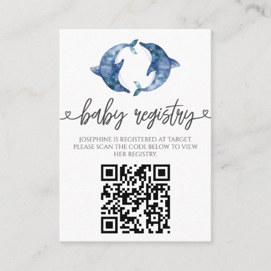 Zee Life Dolphin Twins baby shower Informatiekaartje (Voorkant)
