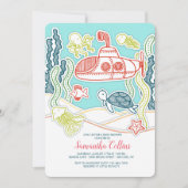 Zee Life en onderzeeboot Baby shower Kaart (Voorkant)