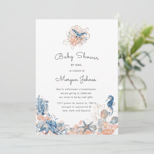 zee life koraal Baby shower per post (Staand voorkant)