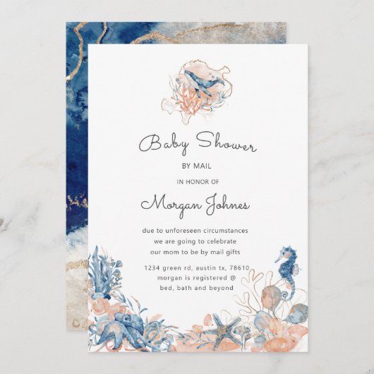 zee life koraal Baby shower per post (Voorkant / Achterkant)