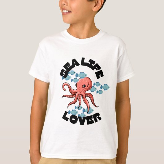 zee life lover octopus Kinder Basic T-shirt (Voorkant)