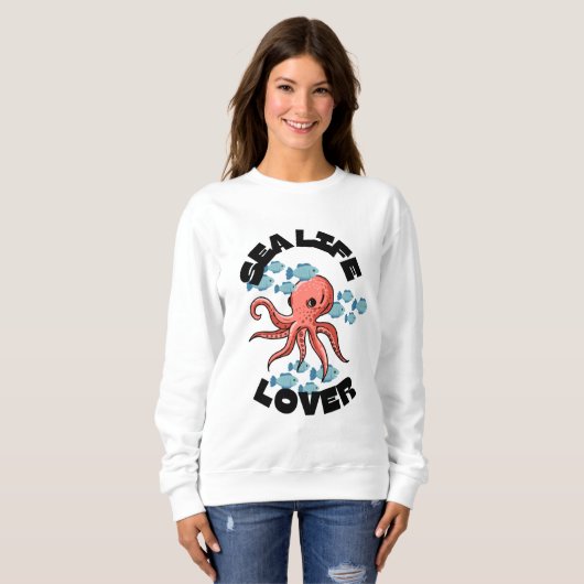 zee life lover octopus vrouwen Basic Sweatshirt (Voorkant volledig)