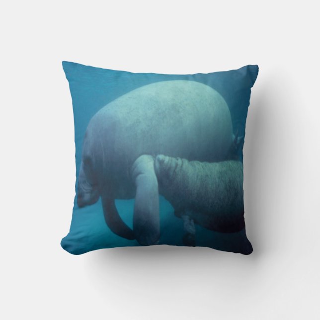 ZEE LIFE-Manatee-moeder en kalf Kussen (Voorkant)