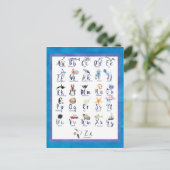 Zee Life Ocean Animals Alfabet Waterverf Briefkaart (Staand voorkant)