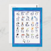 Zee Life Ocean Animals Alfabet Waterverf Briefkaart (Voorkant / Achterkant)