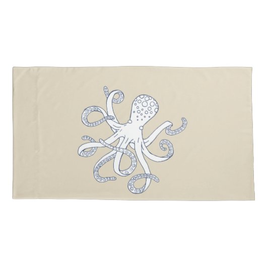 Zee Life Octopus Nautical Pillowcase King Grootte Kussensloop (Achterkant)