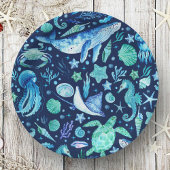 Zee Life Party Waterverf Blue Ocean Animals Papieren Bordje