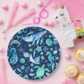 Zee Life Party Waterverf Blue Ocean Animals Papieren Bordje (Feest)