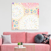"Zee Life", roze, koraal, blauw Canvas Afdruk (Insitu (Woonkamer))